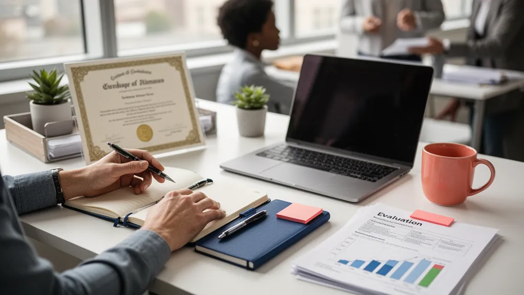 Personne travaillant sur un ordinateur avec une page de formation linguistique ouverte