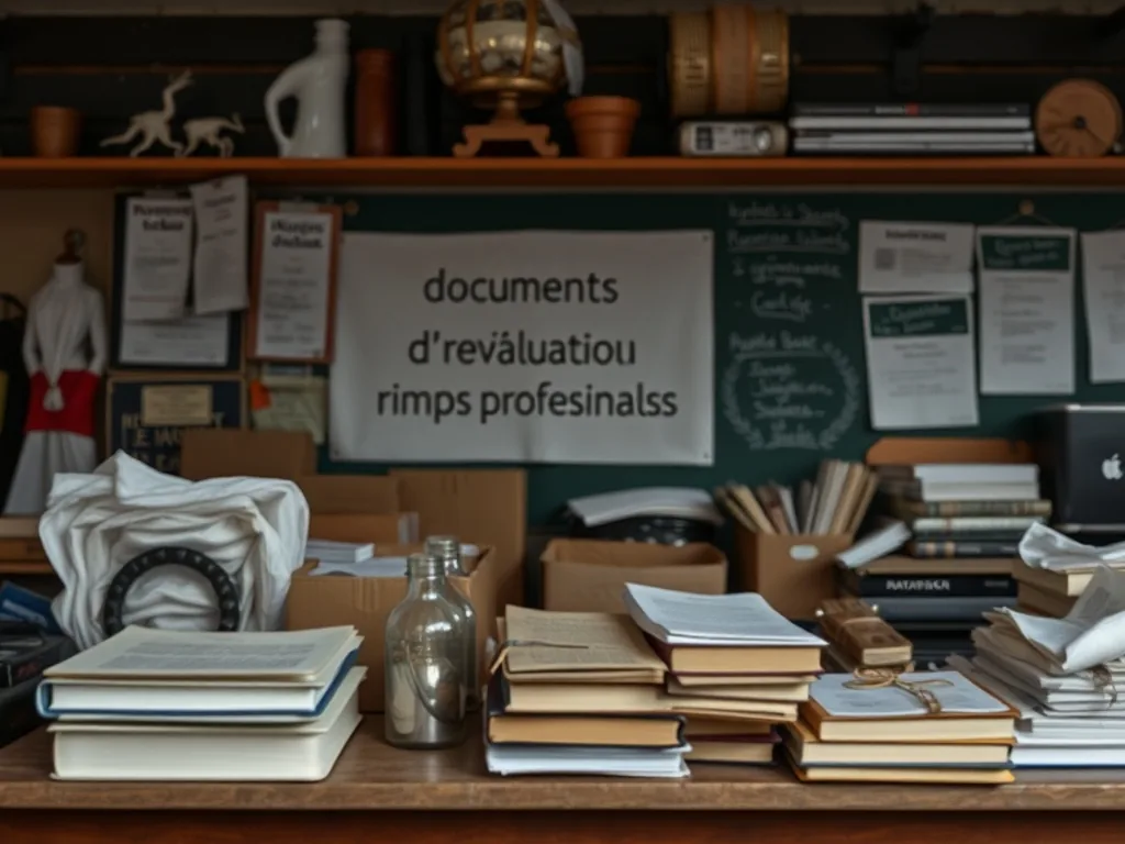 Un classeur ouvert contenant des fiches d'évaluation des risques avec des annotations, posé sur un bureau à côté d'un