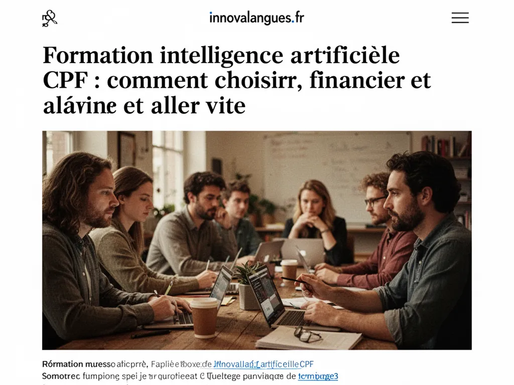 Formation intelligence artificielle CPF : comment choisir, financer et aller vite