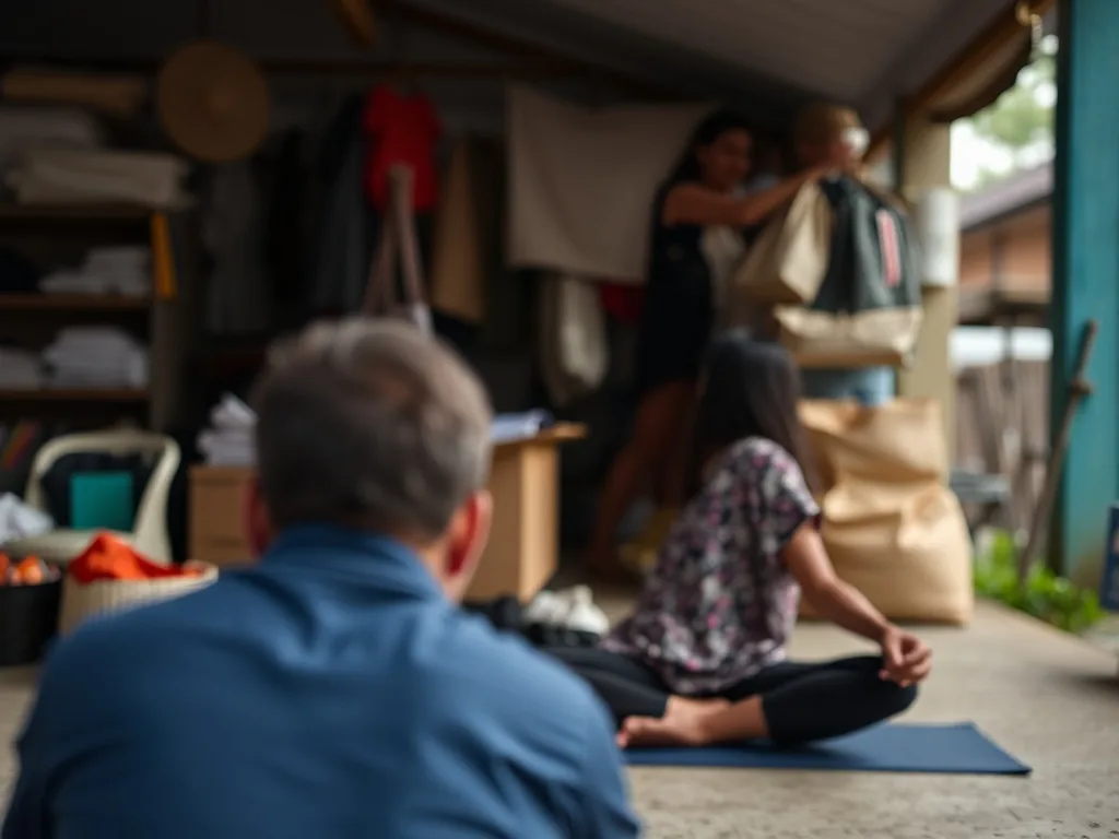 Groupe en formation de professeur de yoga dans un studio lumineux, un élève guidant une posture sous le regard d'un formateur