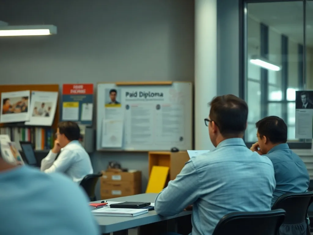 Personne en formation professionnelle consultant des offres d'alternance sur un ordinateur portable dans un espace de coworking parisien