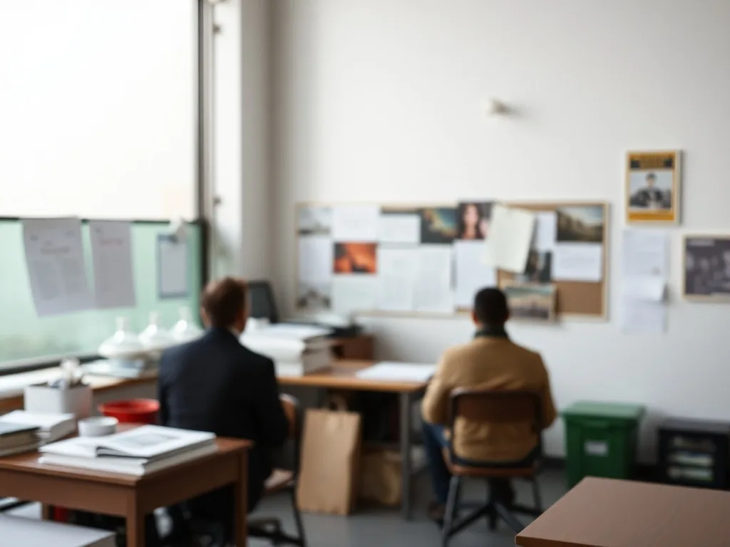 Un formateur en atelier montre un geste technique précis à un groupe de stagiaires attentifs, schéma de processus au tableau en arrière-plan