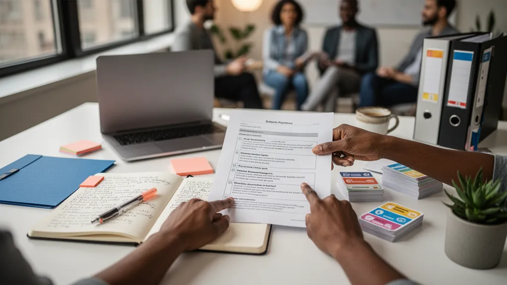 Salle de formation vide avec tableau blanc et ordinateurs portables ouverts