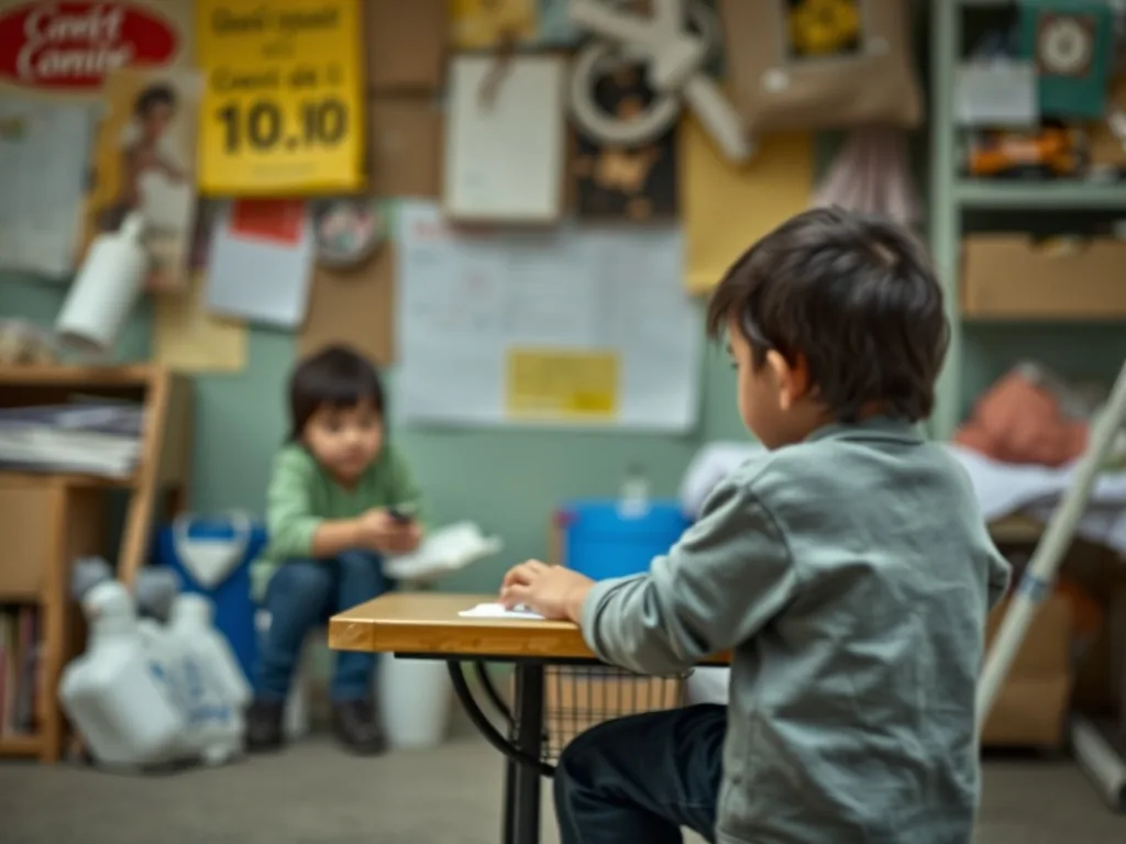 Candidate révisant des fiches de révision pour le CAP Petite Enfance avec un ordinateur portable et des surligneurs